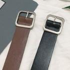 Square Buckle Faux Leather Belt