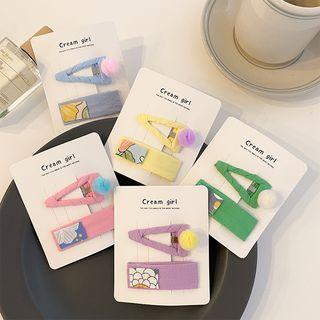 Set Of 2: Print Fabric Hair Clip (various Designs)
