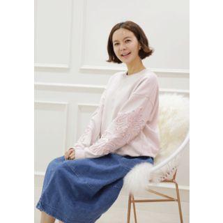 Drop-shoulder Appliqu  Sweatshirt