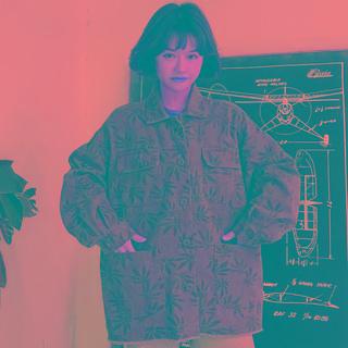 Leaf Print Button-up Jacket
