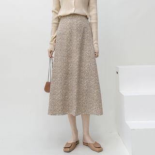 High-waist Floral Medium Maxi A-line Skirt