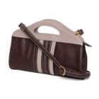 Two-tone Faux Leather Handbag Purple And Pink - One Size