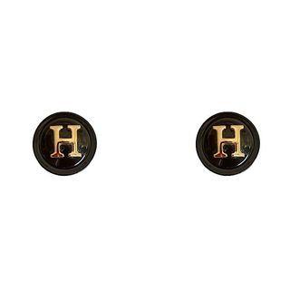 Lettering Ear Stud 1 Pair - Ear Stund - S925silver - Gold & Black - One Size