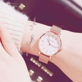 Set: Retro Milanese Strap Watch + Branches Open Bangle