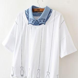 Short-sleeve Mock Two Piece Polo Shirt