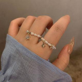 Rhinestone Faux Pearl Ring (various Designs) / Set