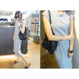 Slit-side Long T-shirt Dress