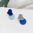 Heart Sterling Silver Ear Stud 1 Pair - Blue & Light Blue - One Size
