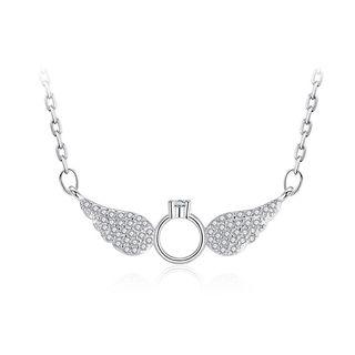 Simple Angel Wings Necklace With White Austrian Element Crystal