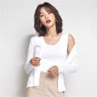 Open-front Ribbed Slim-fit Cardigan