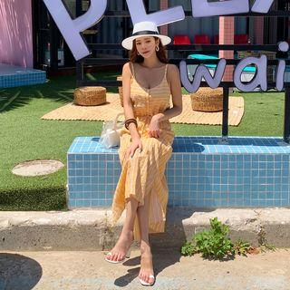 Striped Long Pinafore Dress