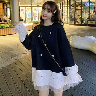Bell-sleeve Sequined Mini Pullover Dress As Shown In Figure - One Size