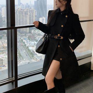 Asymmetrical Coat Black - One Size