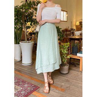 Diagonal Maxi Wrap Skirt