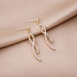 Faux Pearl Rhinestone Dangle Earring E2914 - As Shown In Figure - One Size