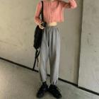 Cable Knit Cropped Cardigan / Sweatpants