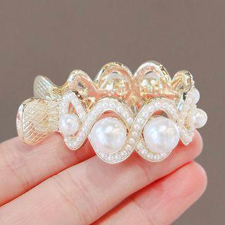 Faux Pearl Hair Claw Ly2674 - White - One Size