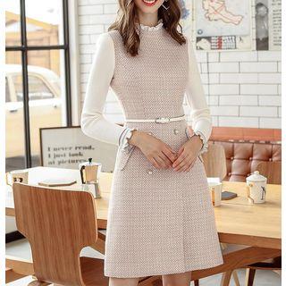 Long-sleeve Tweed A-line Dress