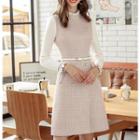 Long-sleeve Tweed A-line Dress