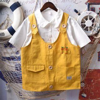 Lettering Applique Buttoned Vest