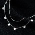 Disc Pendant Layered Sterling Silver Choker Silver - One Size