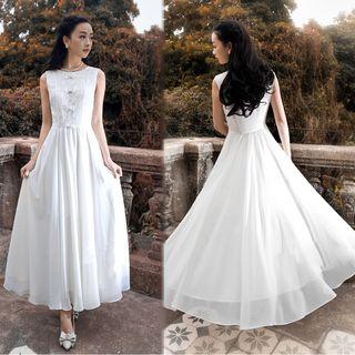 Sleeveless Maxi A-line Chiffon Dress