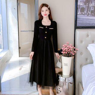 Mesh-panel Mock Two Piece Dress