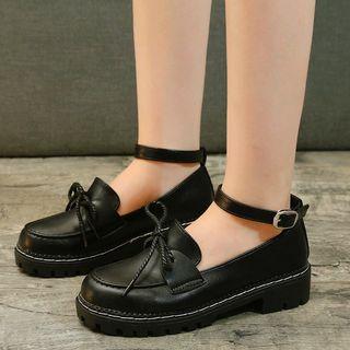Ankle Strap Round-toe Loafers
