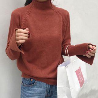 Slit-sleeve High-neck Sweater