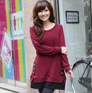 Mock Two-piece Pullover Dress