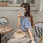Puff-shoulder Daisy Check Top