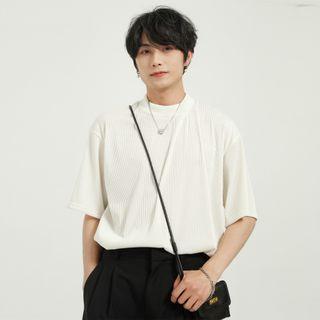 Short-sleeve Plain Corduroy T-shirt