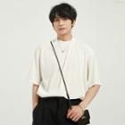 Short-sleeve Plain Corduroy T-shirt