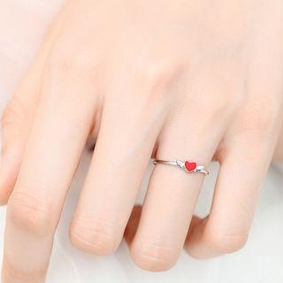 925 Sterling Silver Flying Heart Open Ring 1 Pc - As Shown In Figure - One Size