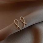 Curve Rhinestone Alloy Earring 1 Pc - Gold - One Size