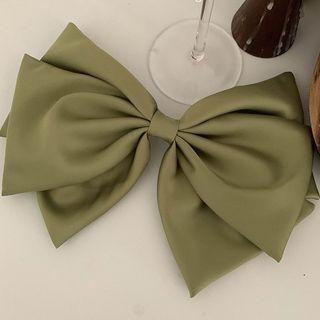 Bow Fabric Hair Clip / Set 2 Fold Spring Clip - Black - 10cm