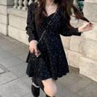 Long-sleeve Floral Wide Leg Romper