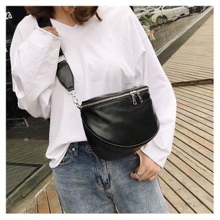 Plain Zip Crossbody Bag Black - One Size