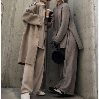 Set: Mock Neck Sweater + Knit Wide-leg Pants