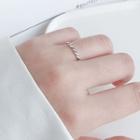 925 Sterling Silver Diagonal Striped Open Ring Silver - One Size