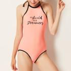 Lettering Tipped Swimsuit