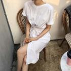 Short-sleeve Twisted Front Dress