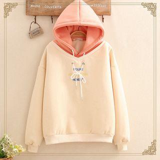 Color-block Hood Fleece-lined Pullover