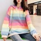 Rainbow Striped Knit Hoodie