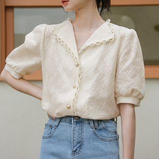 Puff-sleeve Cutout Design Shirt