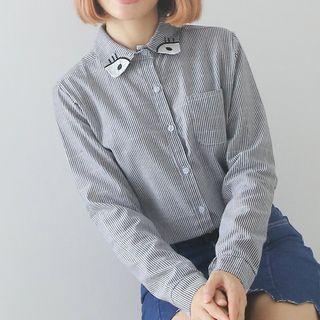 Eye Embroidered Striped Long-sleeve Shirt