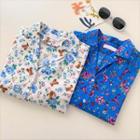 Short-sleeve Floral Bear Print Shirt