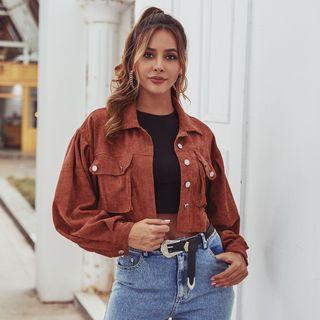 Corduroy Single-breasted Cropped Jacket