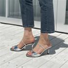 Metallic Flared-heel Sandals