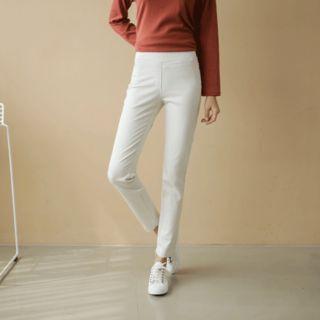 Elastic-waist Colored Slim-fit Pants